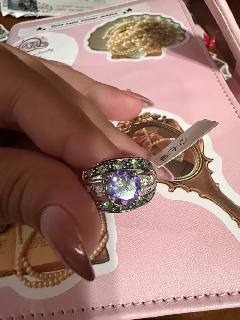 Sterling silver Mystic Topaz peridot ring size 8